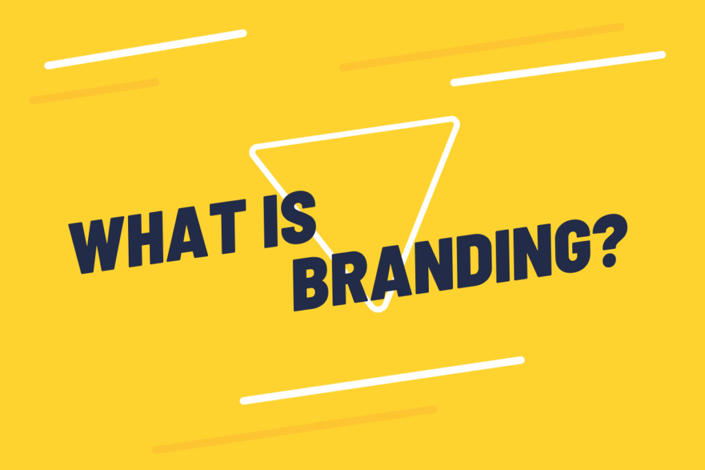 branding color example of bold yellow background with black text and white accent colors to make text and design stand out