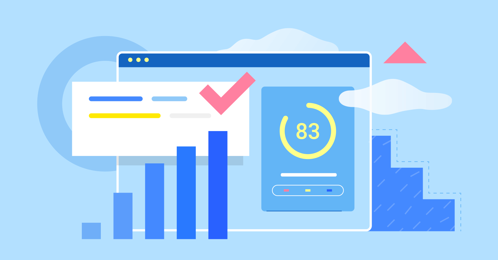 SEO audit score showing strengths and weaknesses of a site including fast image loading speeds